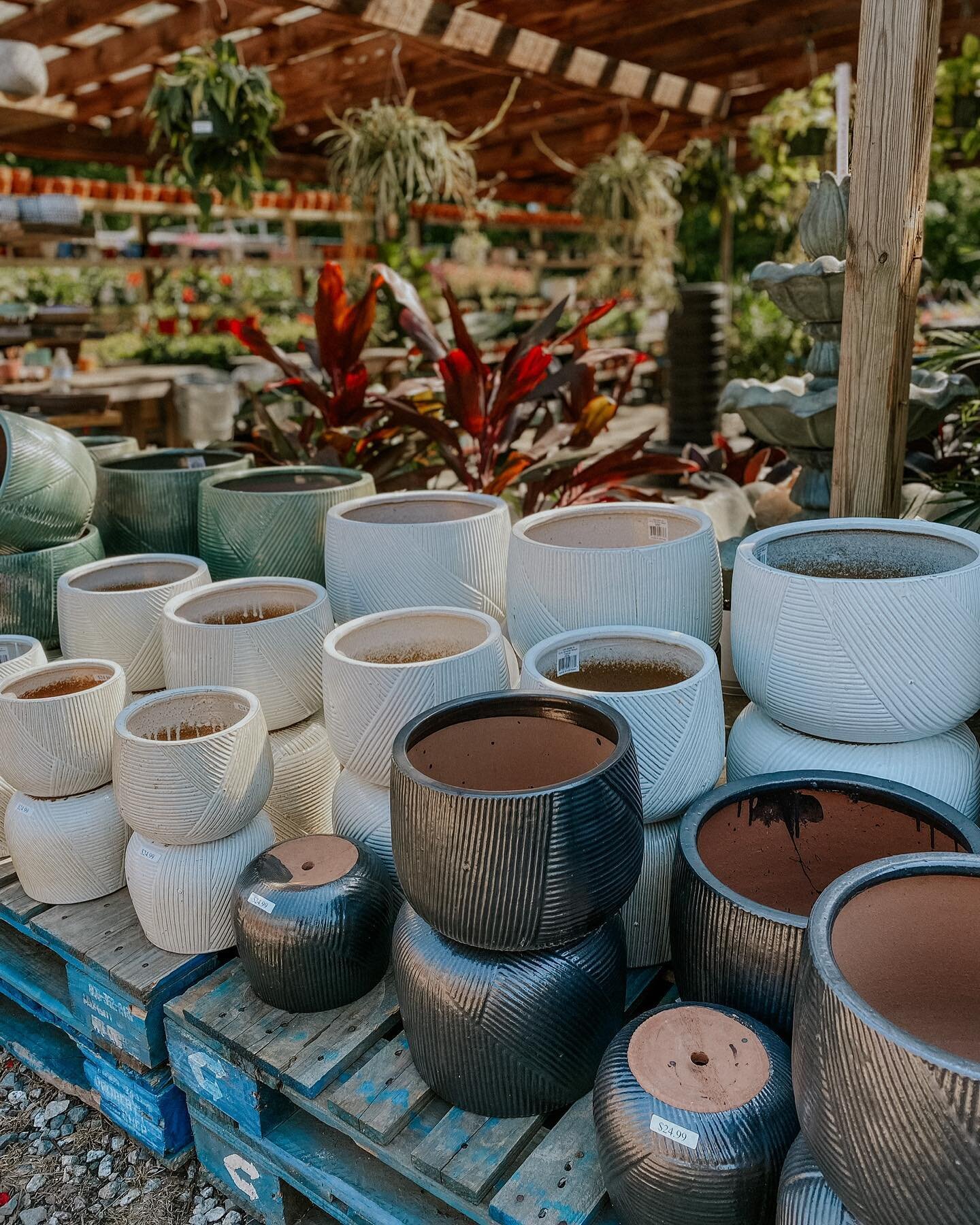 I think it&rsquo;s safe to say we have one of the most amazing pottery selections in town. Just look at these colors, patterns, and sizes. This is top of the line, ceramic, durable stuff. Each of our stores have a slightly different variety, so make 