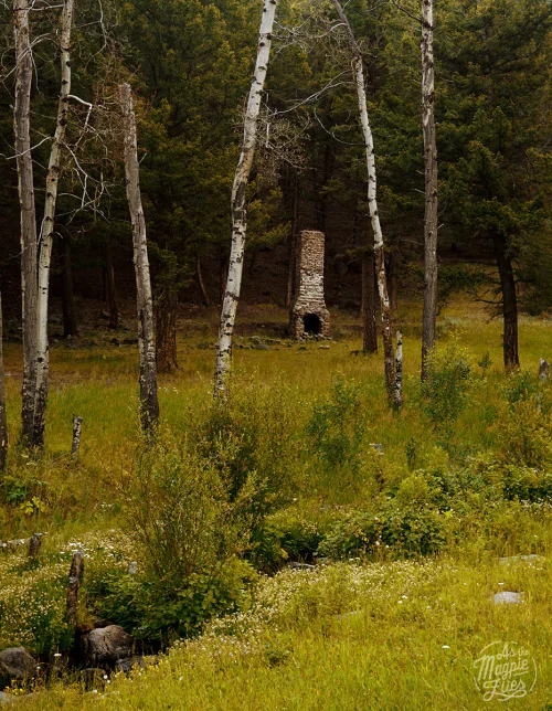 An eery fireplace in the middle of 'nowhere' outside of Rocker, MT