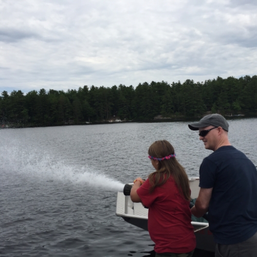Everyone tried out the lake's main fire pump. Great to have experience with it before emergencies occur