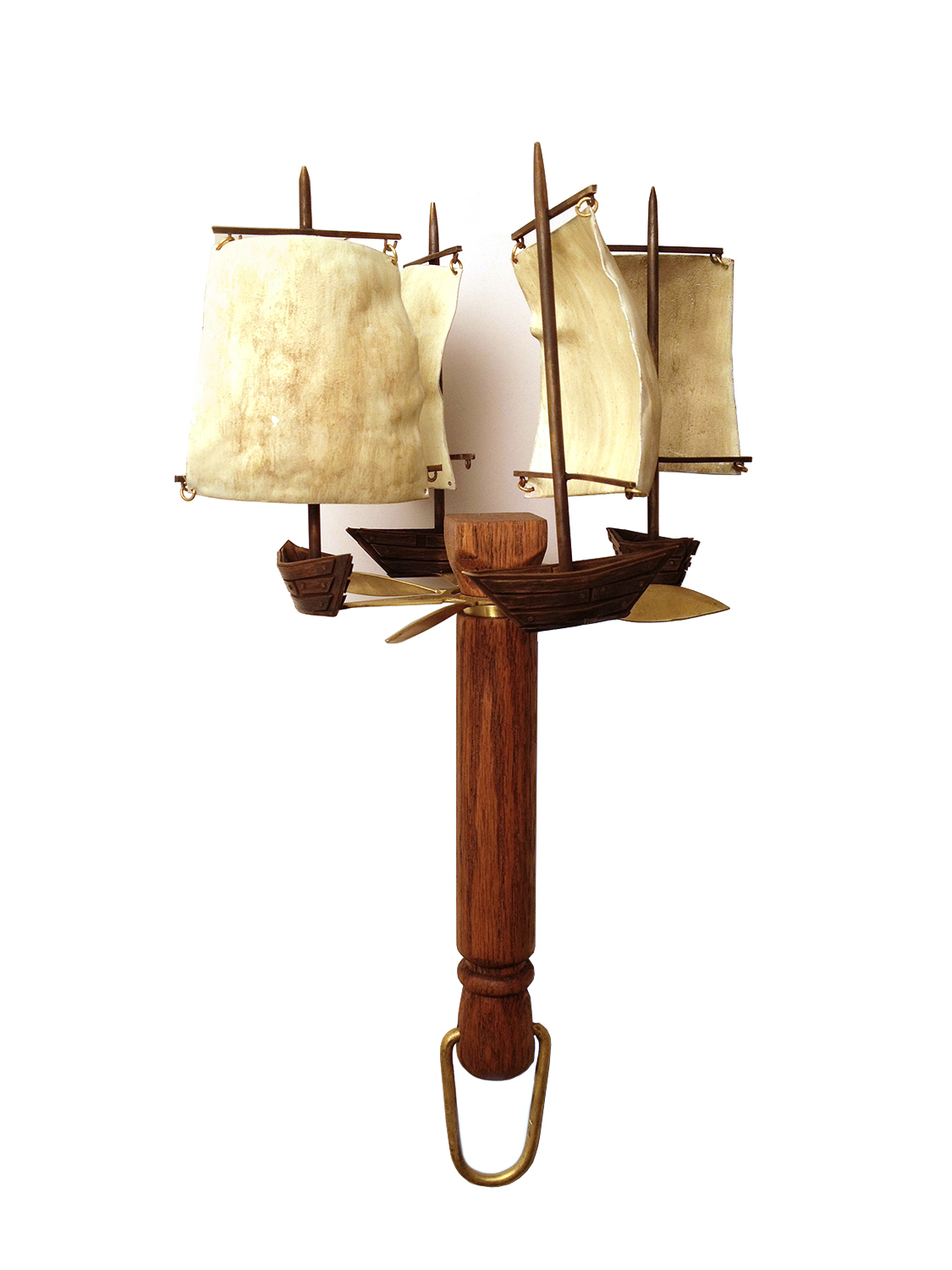 The Cloud Climber's Air Anchor Wood, Brass, Enamel, Gouache