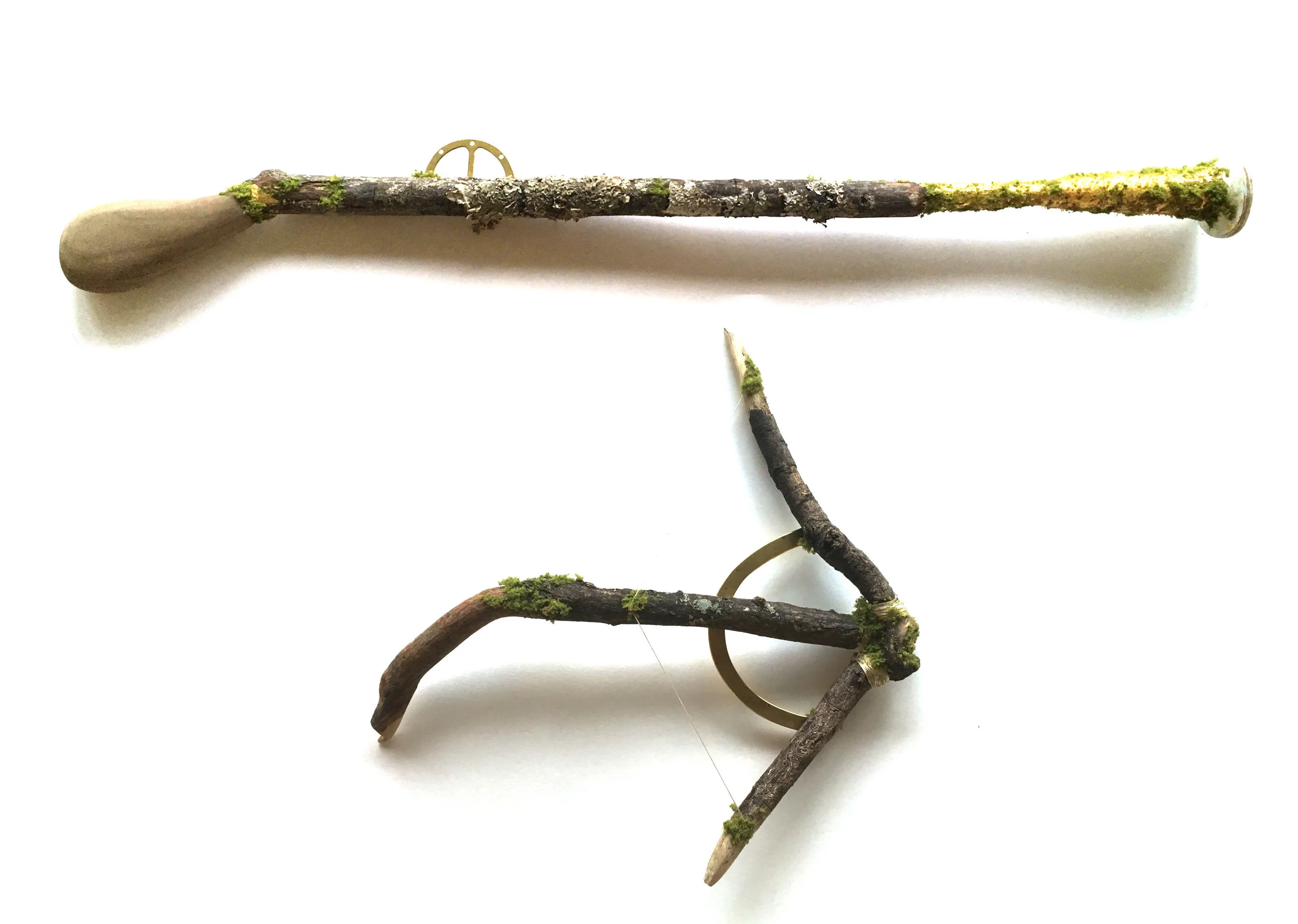 The Seed Sprouters: Botindé and Blös Poplar, Branch, Brass, 24k Gold Leaf, Moss 2017