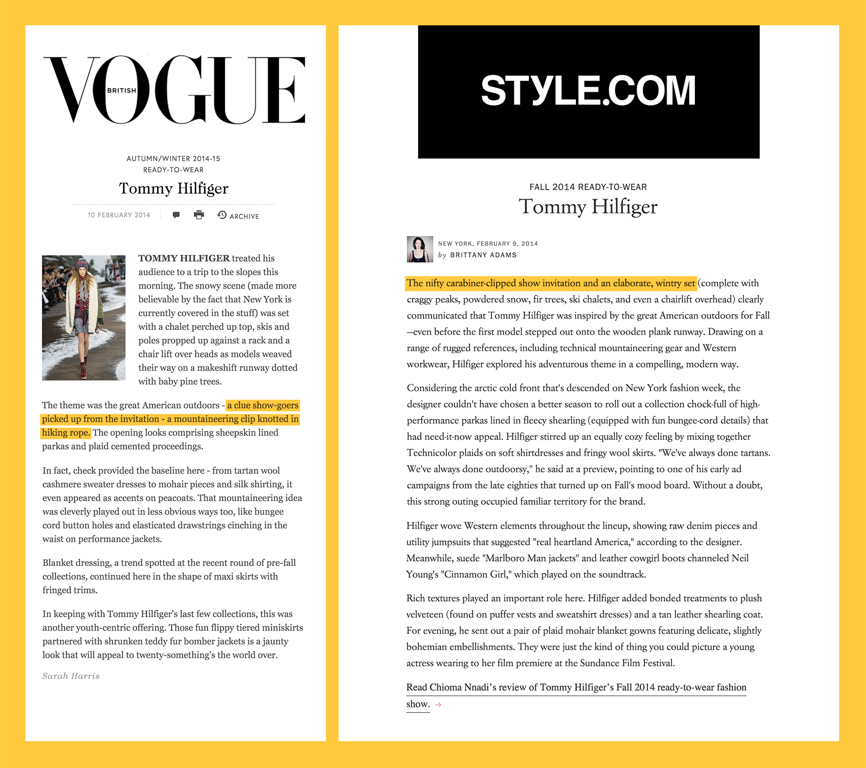 Ain't no valley low with  British Vogue  and  Style.com . 