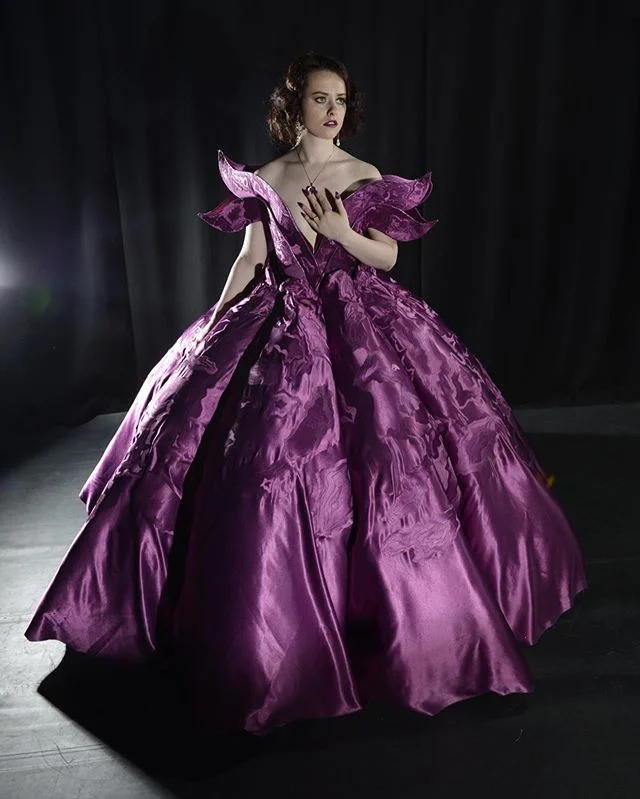 Costume design and construction for Evelyn from Tarsem Singh&rsquo;s The Fall. This is one of six designs and one of two costumes made for my final major project! More detail shots to come 🚺💜 #costume #design #texiles #artstudent #thefall #dress #d