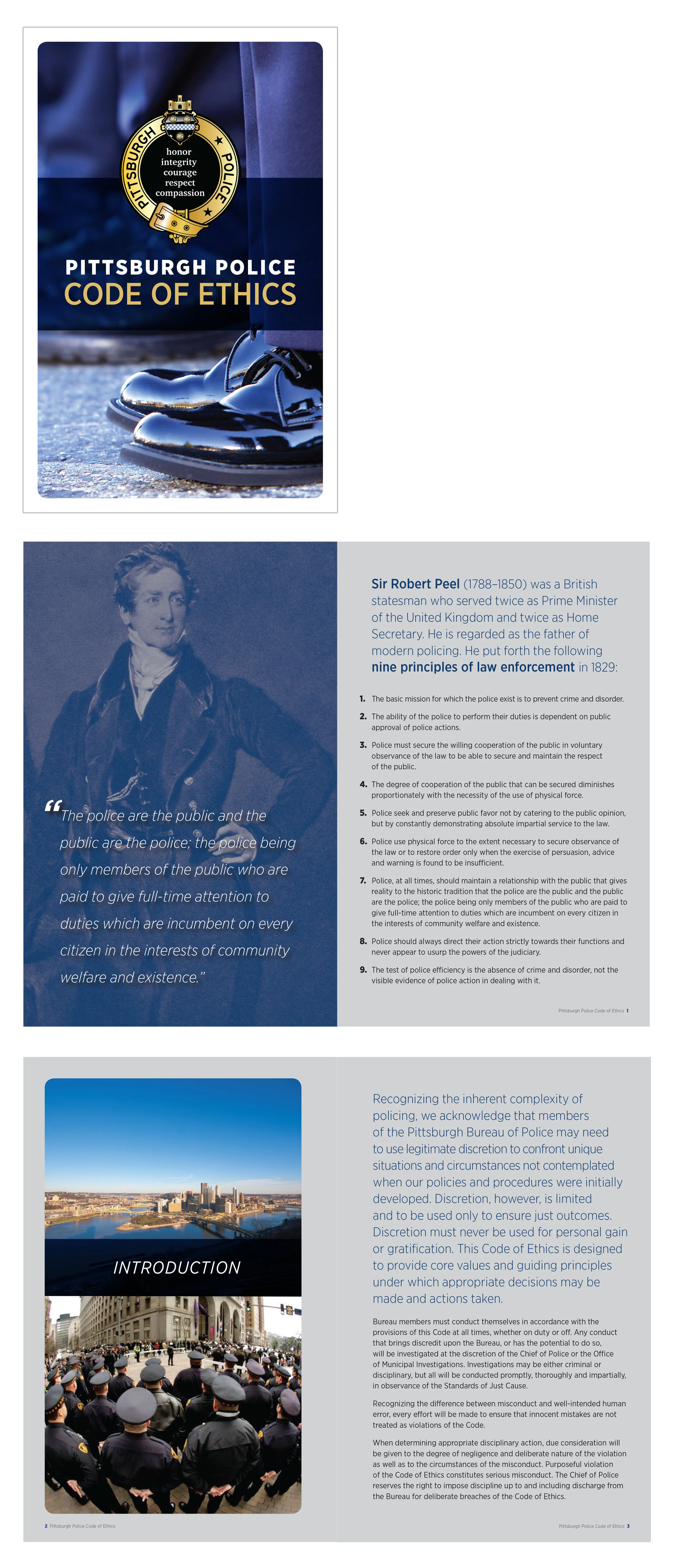 Pittsburgh Police Code of Ethics booklet