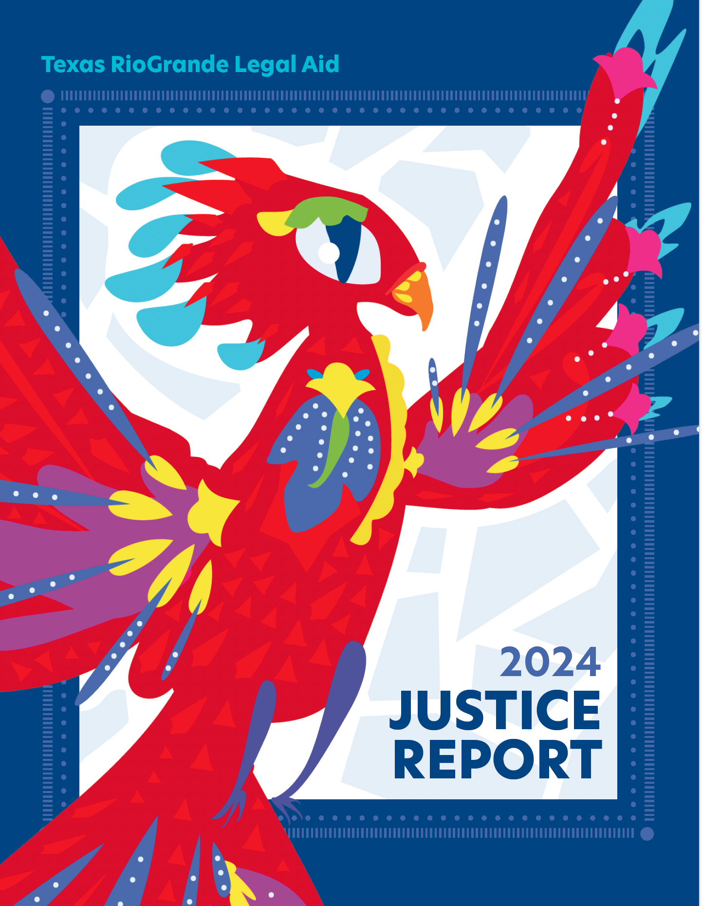 The cover design was created to complement the Alebrije Justicia by Karina Garza.