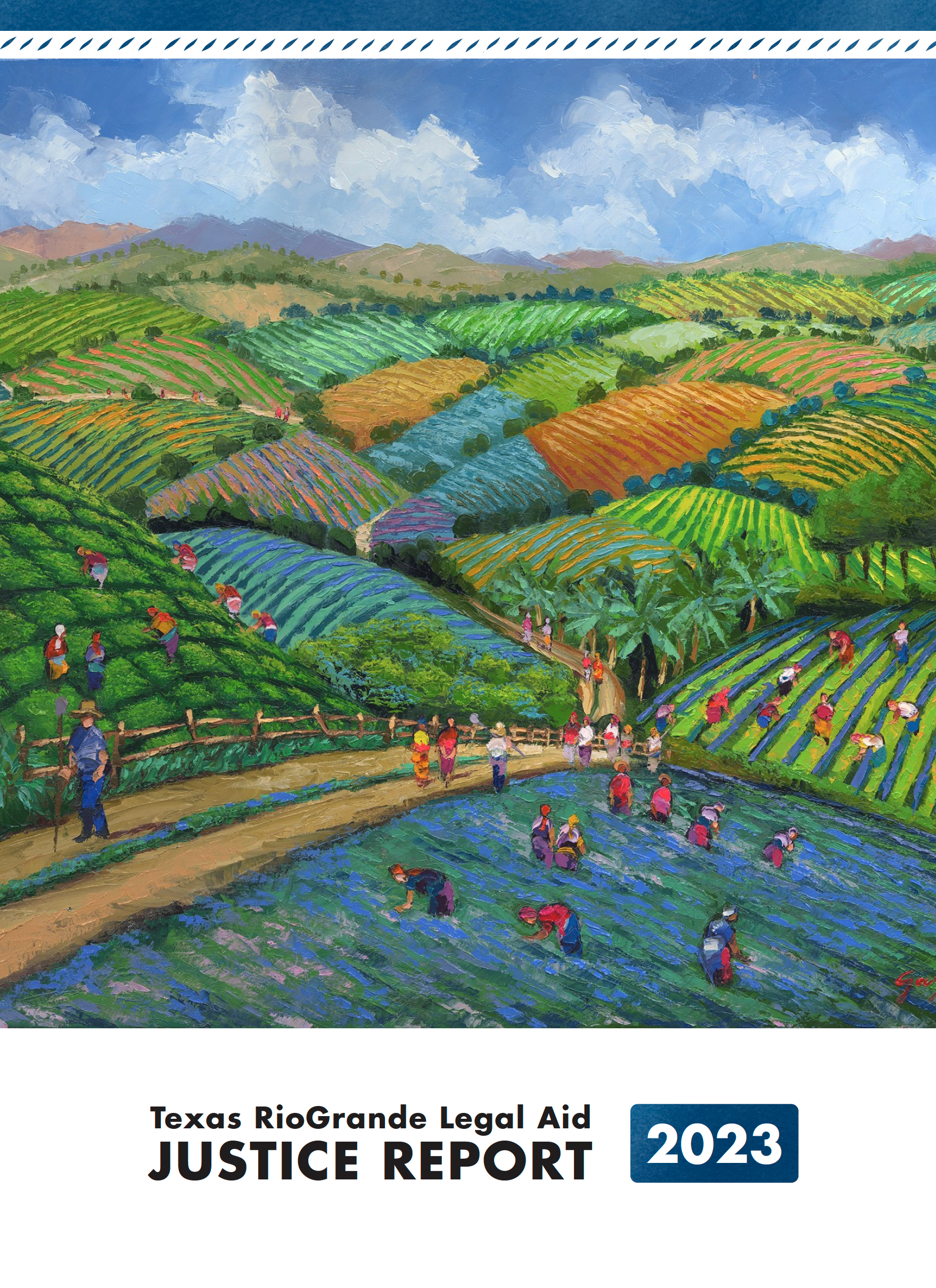 The front cover was designed to feature “Hand of Hope”, a painting by Mauricio Garay.