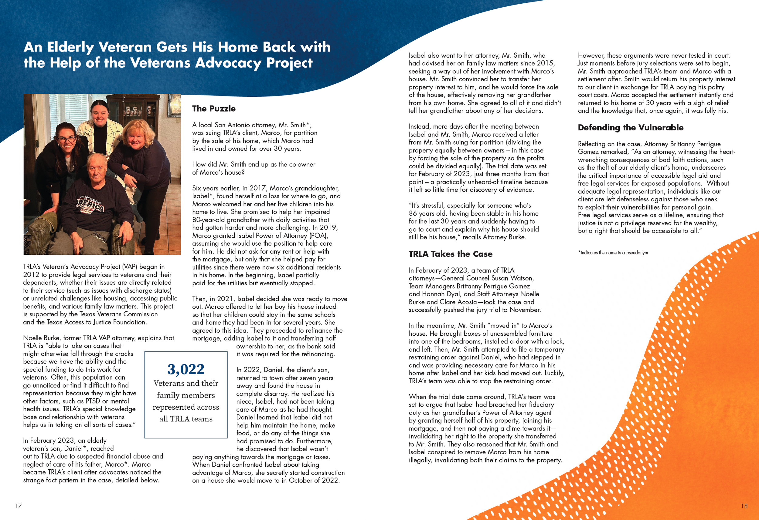 Each page was designed to be artistic and engaging, while telling the very serious stories of TRLA's work.