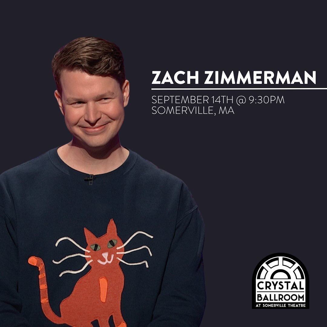 Pretty good news for our pretty good friends! Zach Zimmerman @zzdoublezz is performing his new hour at the @crystalballroomsomerville this Saturday, Sept 14 at 9:30pm! Tickets are just $15 &mdash; get yours now at the link in our bio.