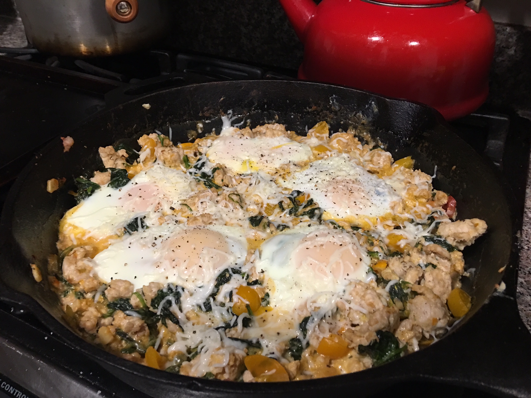 The finished product. I added a little shredded mozzarella on top since I had a handful left in the fridge. 