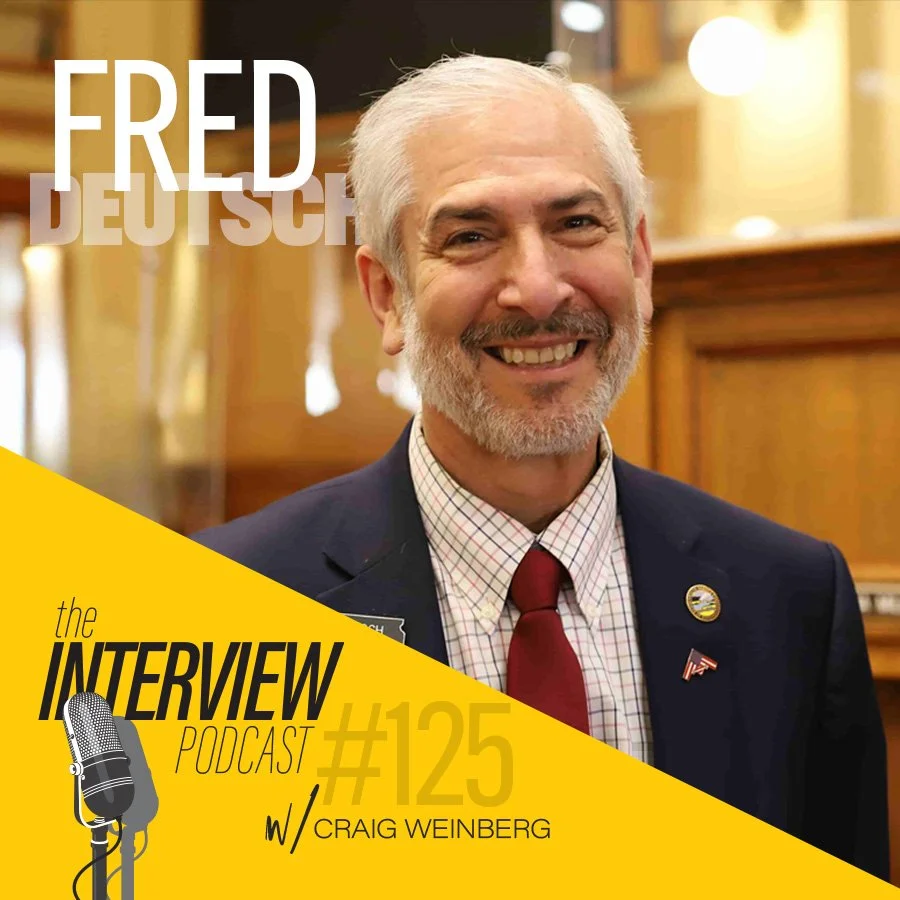 Image of Fred Deutsch along with The Interview podcast branding and the show number #125