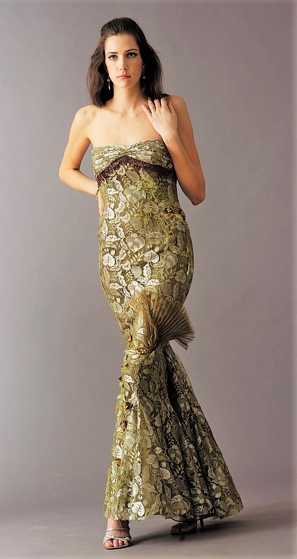 green metallic lace gown.JPG