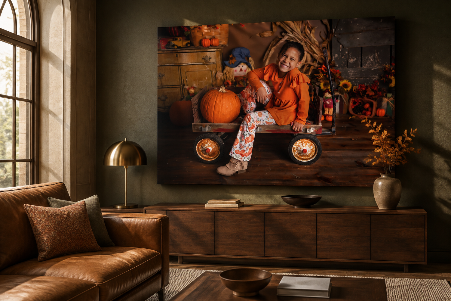 Pumpkin Patch portrait displayed as a gallery-wrapped canvas print