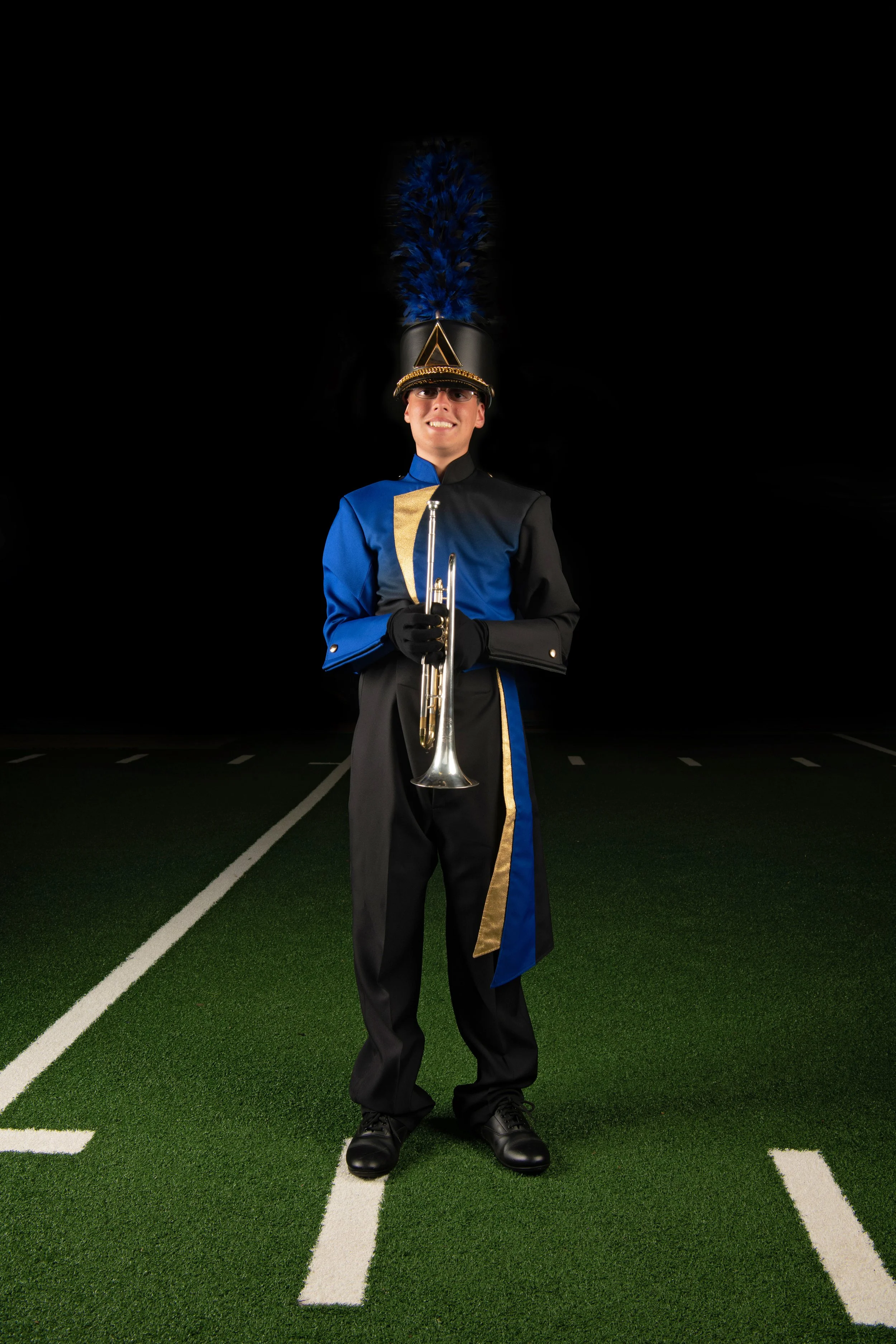 Chattanooga high school marching band trumpet player photographed for school media day