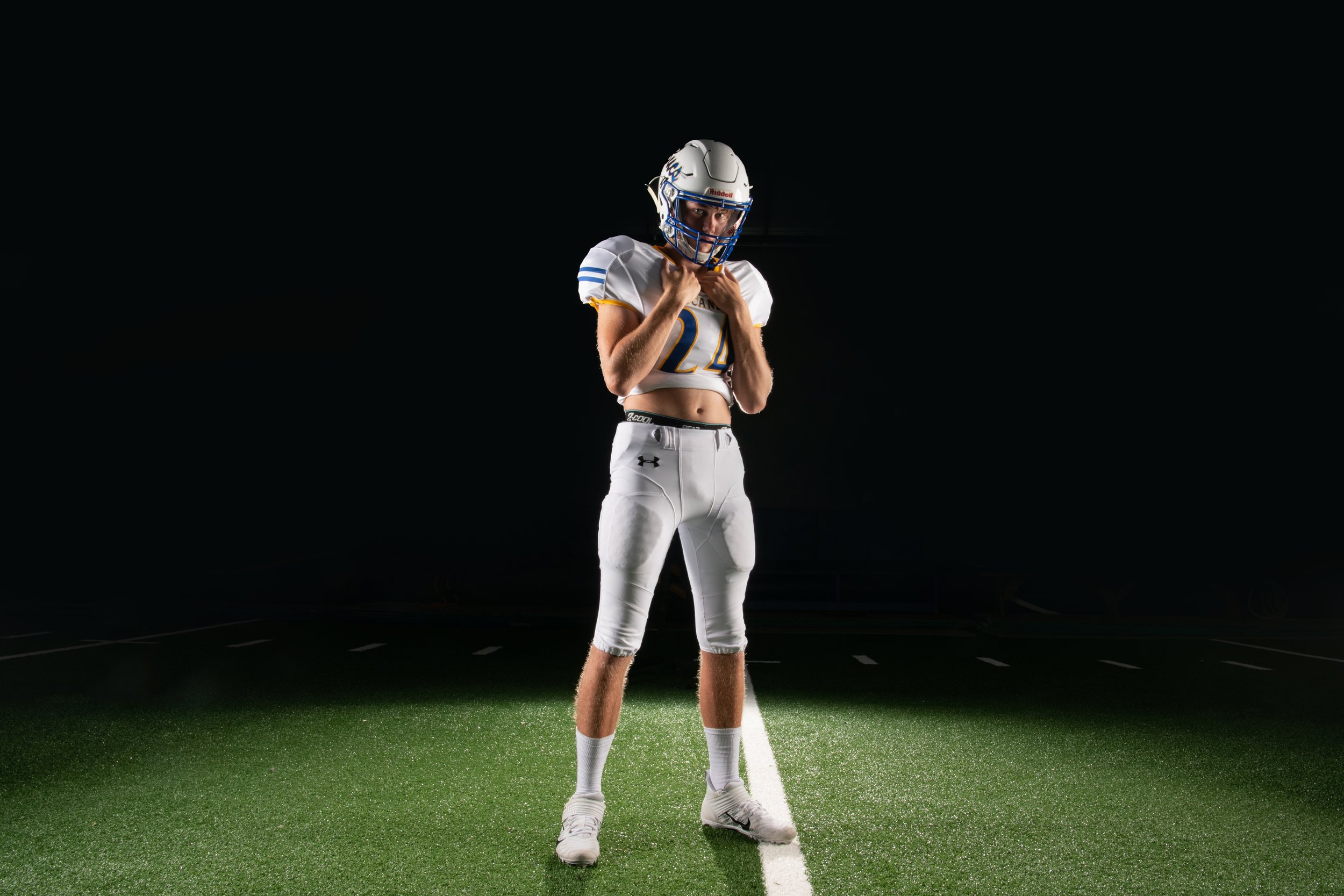 Chattanooga high school football player photographed for school media day