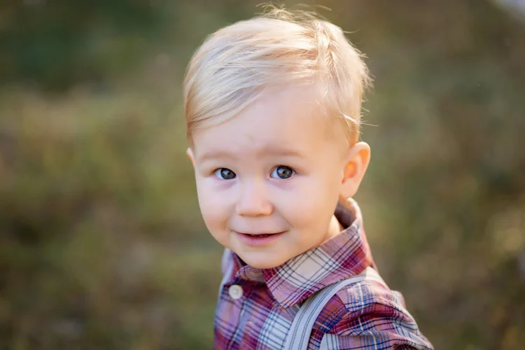Close-up child portrait in warm natural light