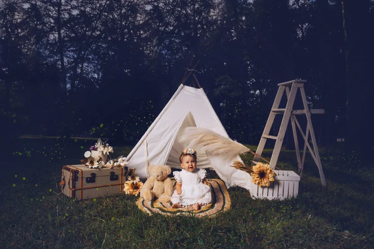 Child resting in the Twilight tent scene