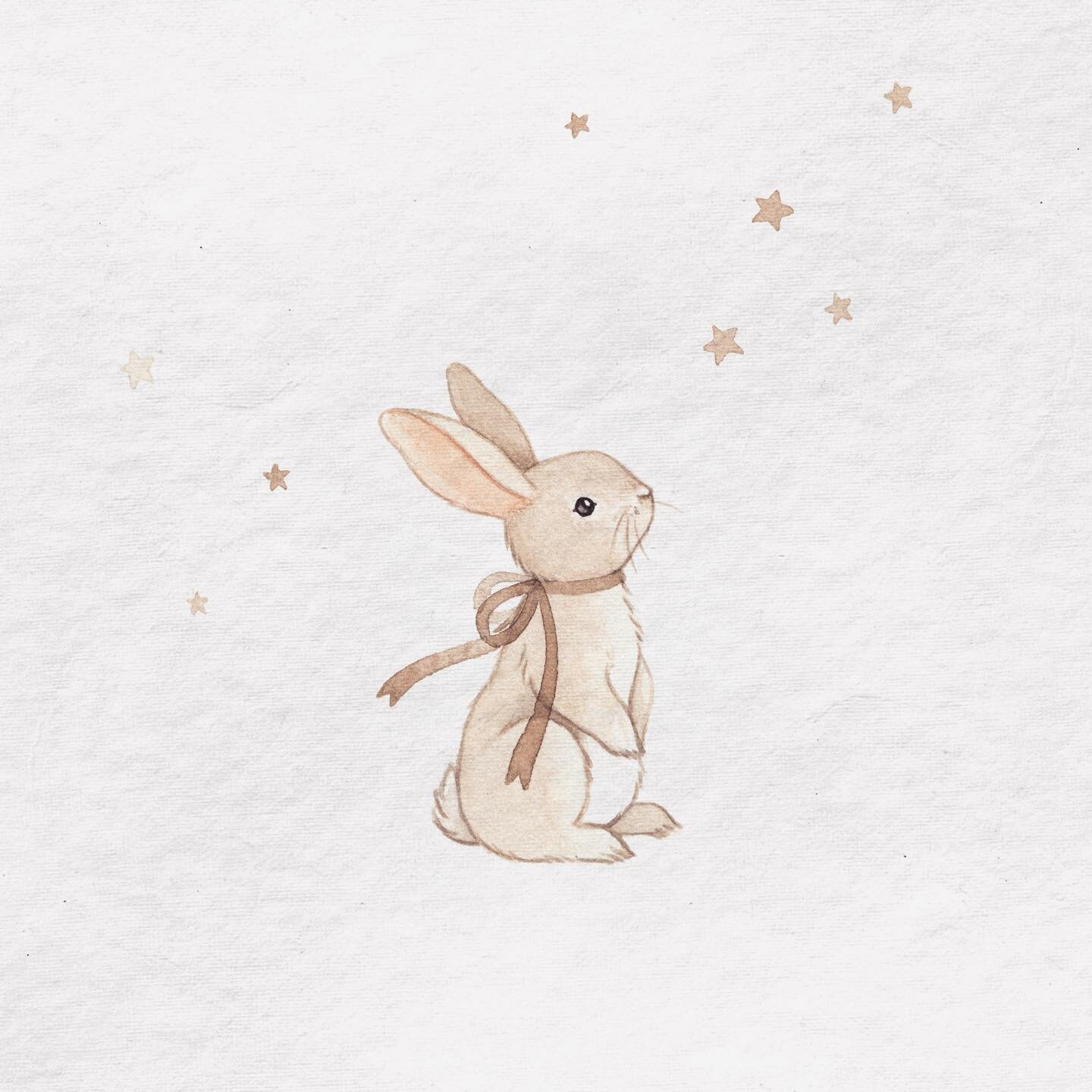 Twinkle twinkle little star, I hope your Wednesday has been lovely so far 🌟 Simple little watercolor doodle for today! #doodle #bunny #watercolor #stars #workinprogess #art #artist #rabbit #color #pastel #woodlandnursery #woodlandanimals #cute #love