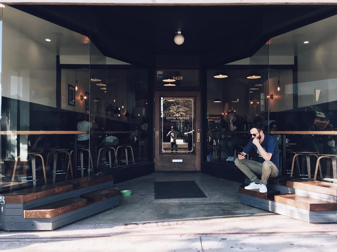 Stoop-style seating for the front of the cafe.
