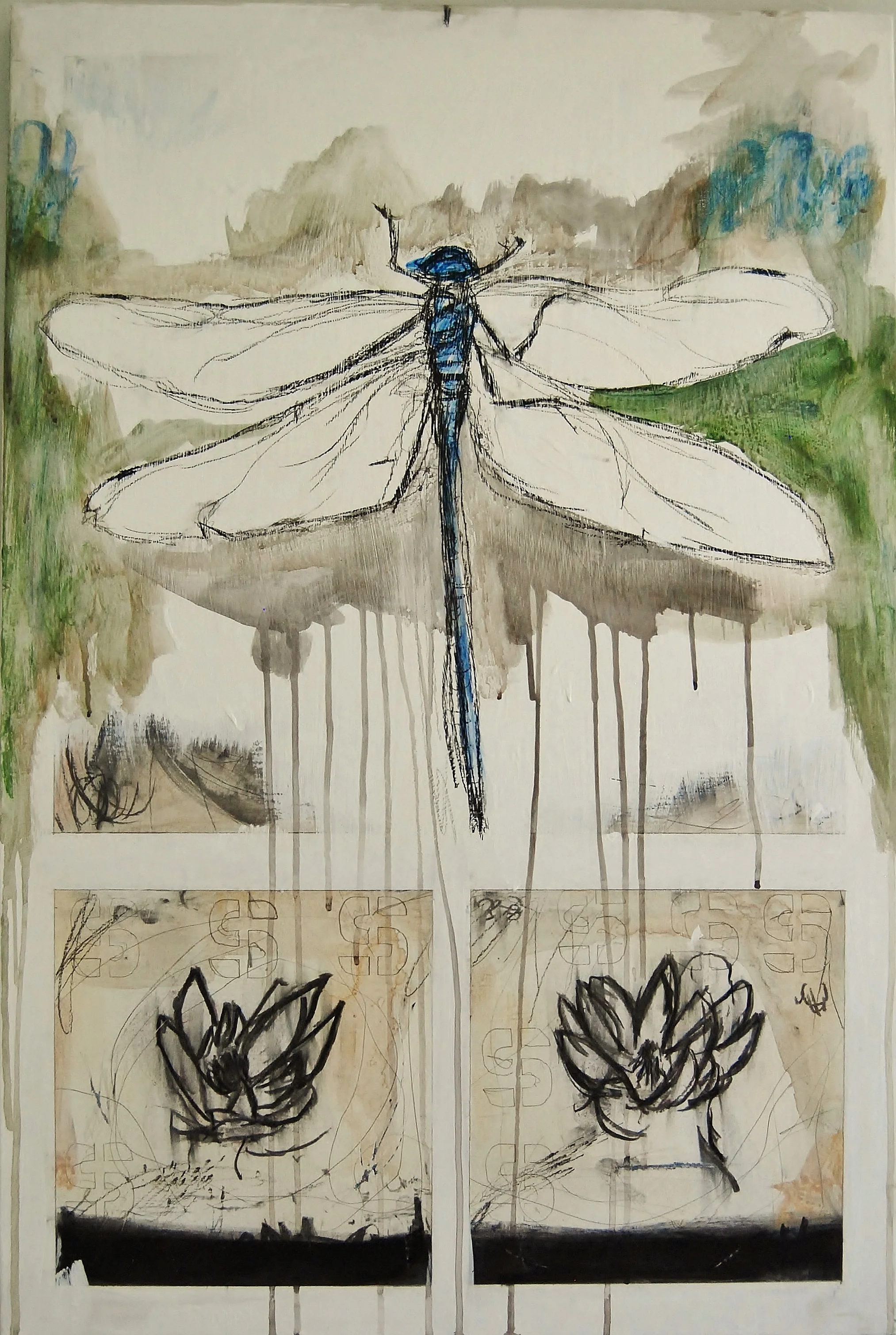 Dragonfly over lotus *