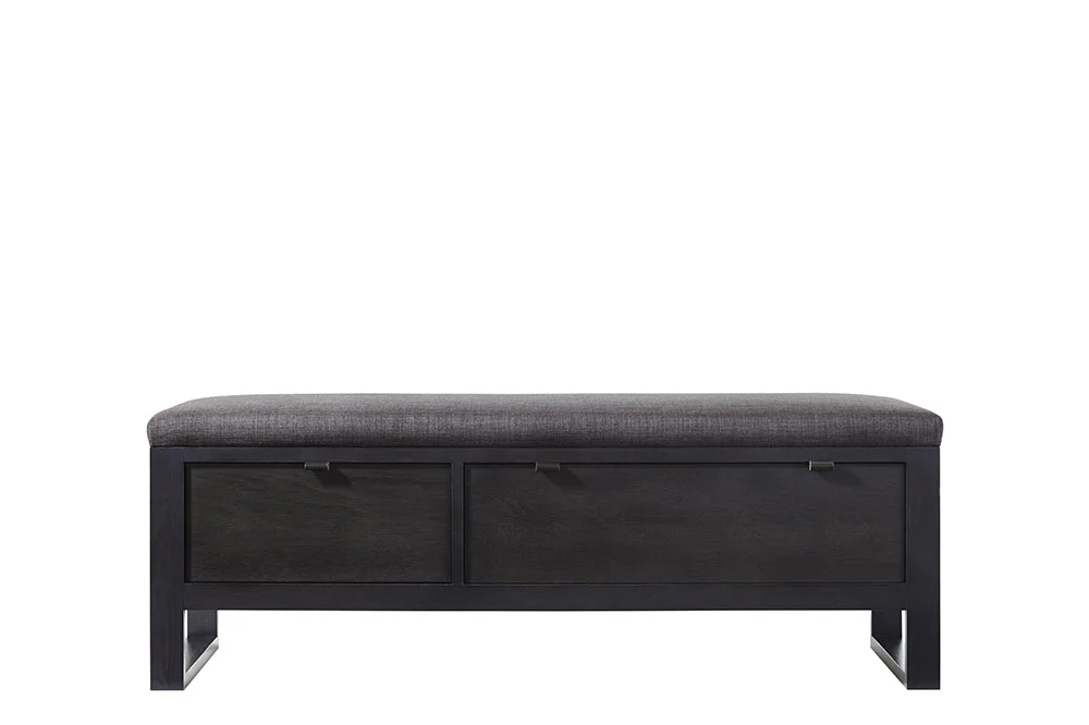 black modern wood storage bench