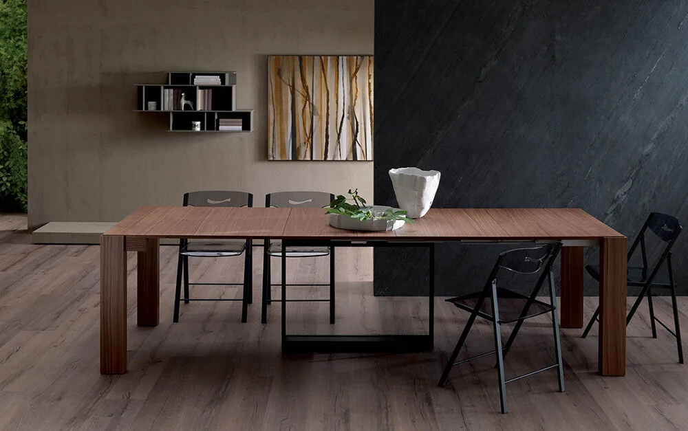 wood Console to extendable dining table small apartment