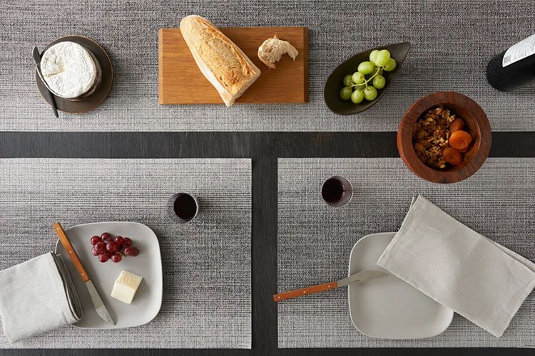 light grey modern Chilewich Ombre table runners and placemats
