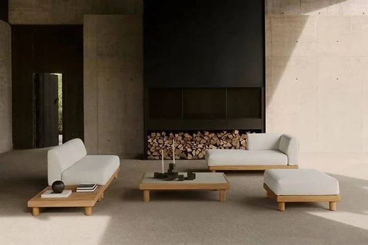 Combining elegance and sleek lines in a relaxed silhouette, this Ethnicraft sofa feels refined, inviting and grounded. Its soft cushions bring an indoor level of comfort to outdoor living, while the solid wooden base anchors the piece with warmth and