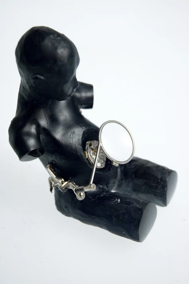 “Requiem for a Life” 2008, cast glass, found objects 4" x 4" x 6"