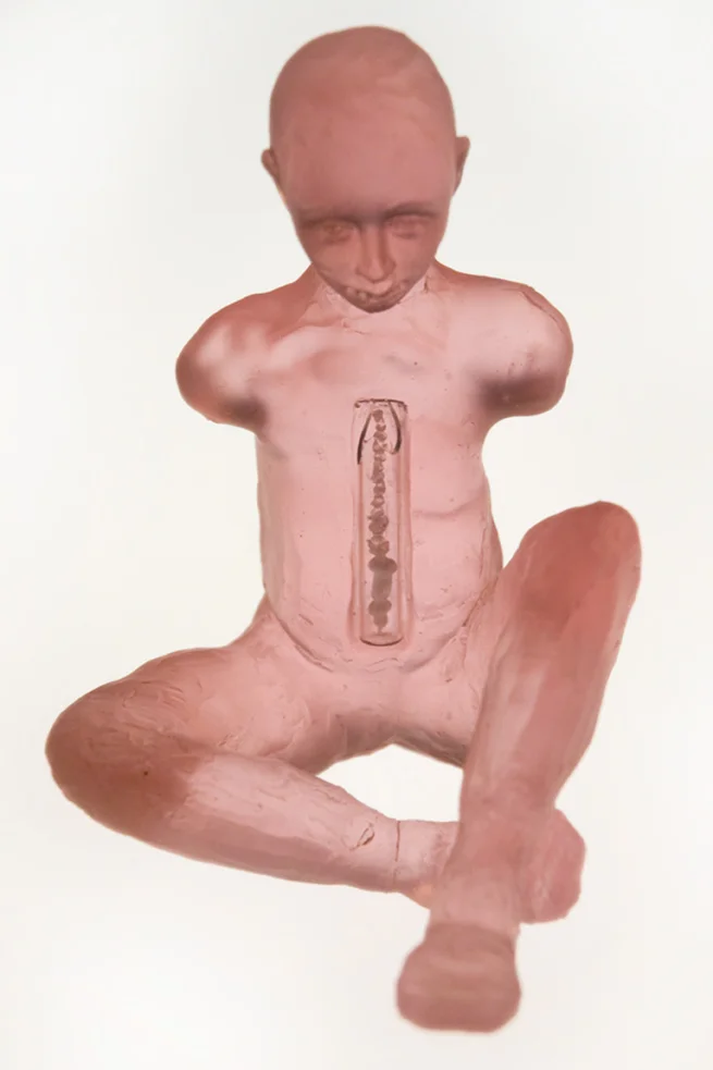 “Inner Break” 2008, cast crystal, lampworked glass, 6”x 4” x 4”