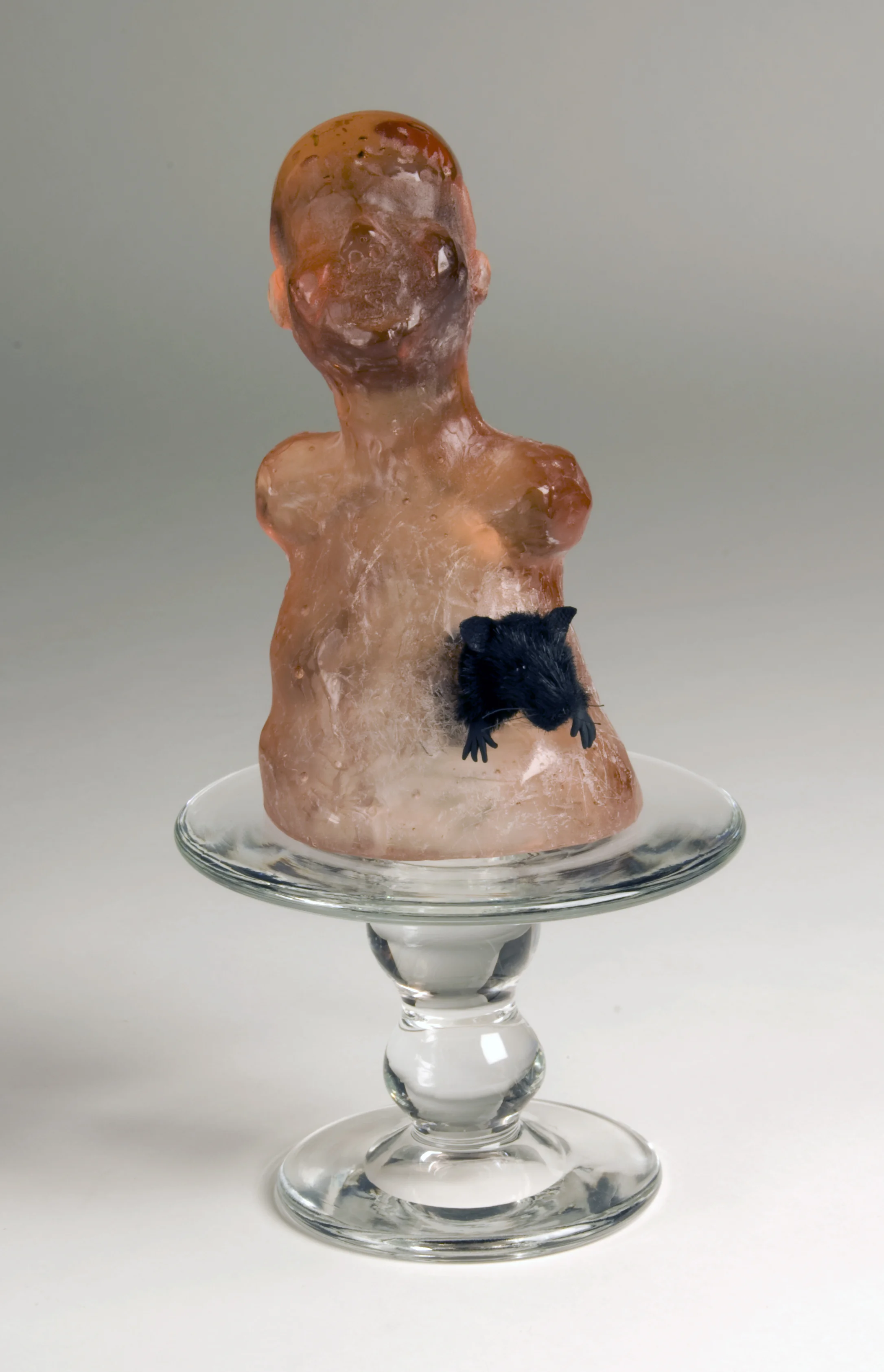 “The Moment She Forgets” 2011, cast glass, hot worked glass, faux fur, clay, 15” x 7" x 7"