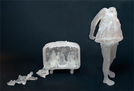 "Full of Grace” 2008, cast glass, paint, 90" x 11" x 52"