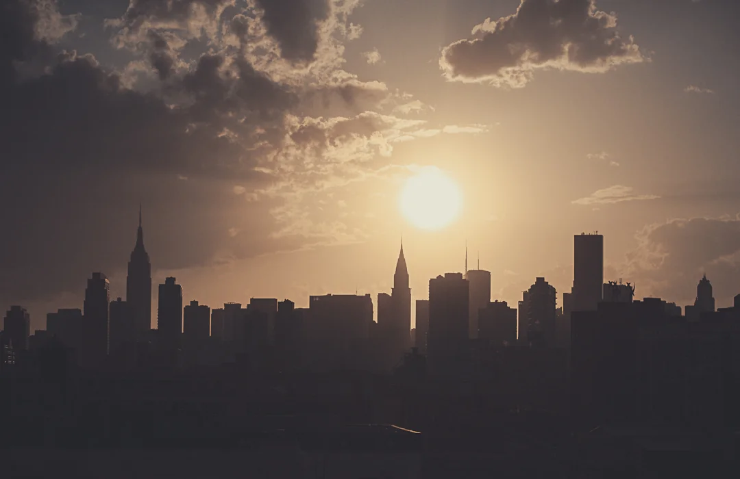 NYC skyline at dusk