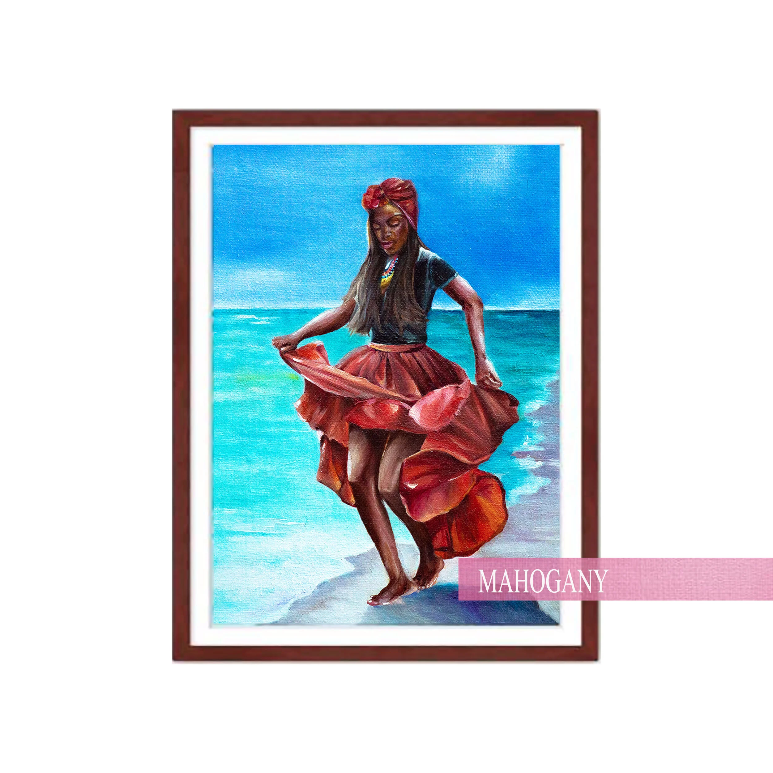 Puerto-rican-art-dominga-mahogany-frame.jpg