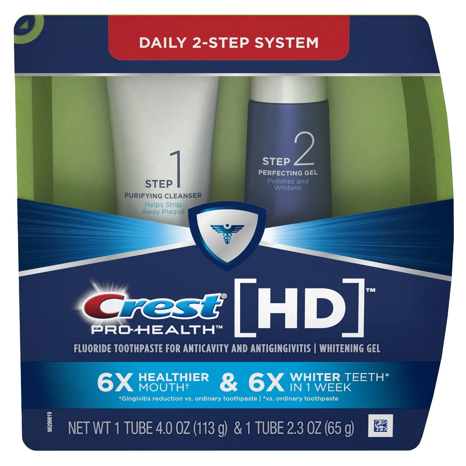 Crest! Pro-Health! HD! Flouride! Anticavity! Antigingivitis! Whitening gel! 6x! Healthier! Whiter! Teeth! Mouth! 1 week! ... Was Crest trying to SEO this label?