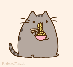 I want to pretend that maybe this is supposed to symbolize bingeing or that there is some valid reason to include it here but really I just like the fat kitty with the noodles and thought you would too. Haha look how happy he is! Look at his tiny feet! Ah, life is pretty great isn't it?