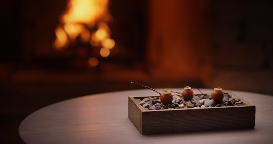 Look how picturesque that GD box with little bits of food on sticks is! That fire in the background! This whole show, I swear