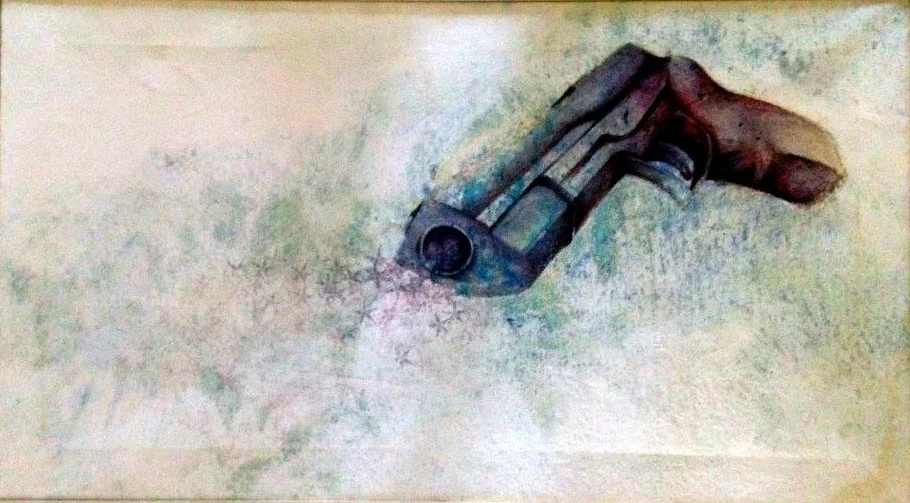 oil and ink on canvas 28 x 16 inches