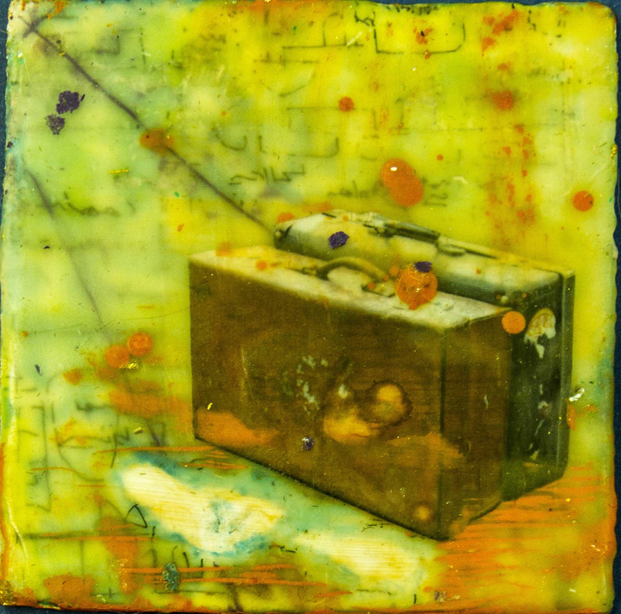  mixed media and encaustic on board  4 x4 inche 