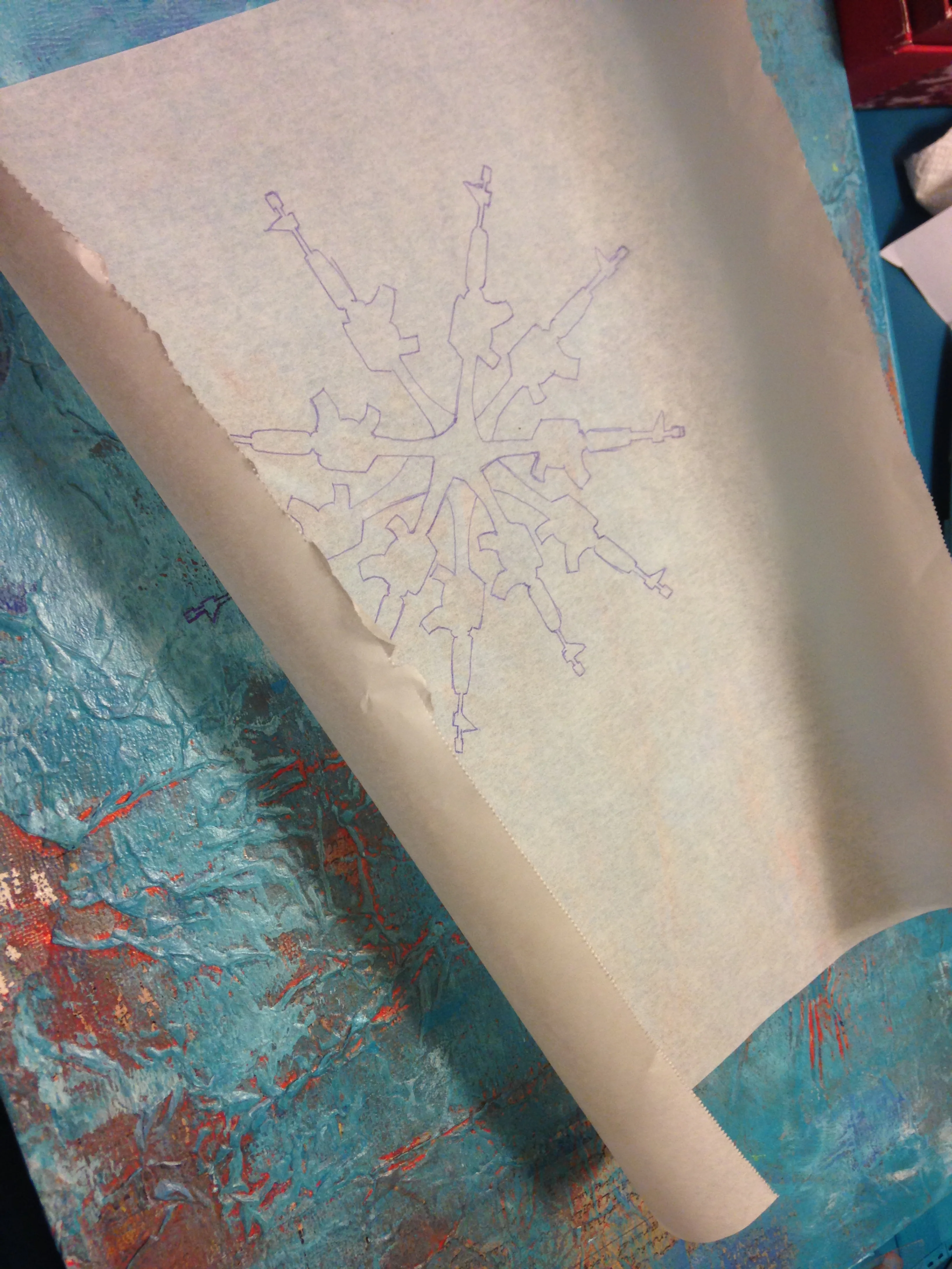 Transferring my pattern. 