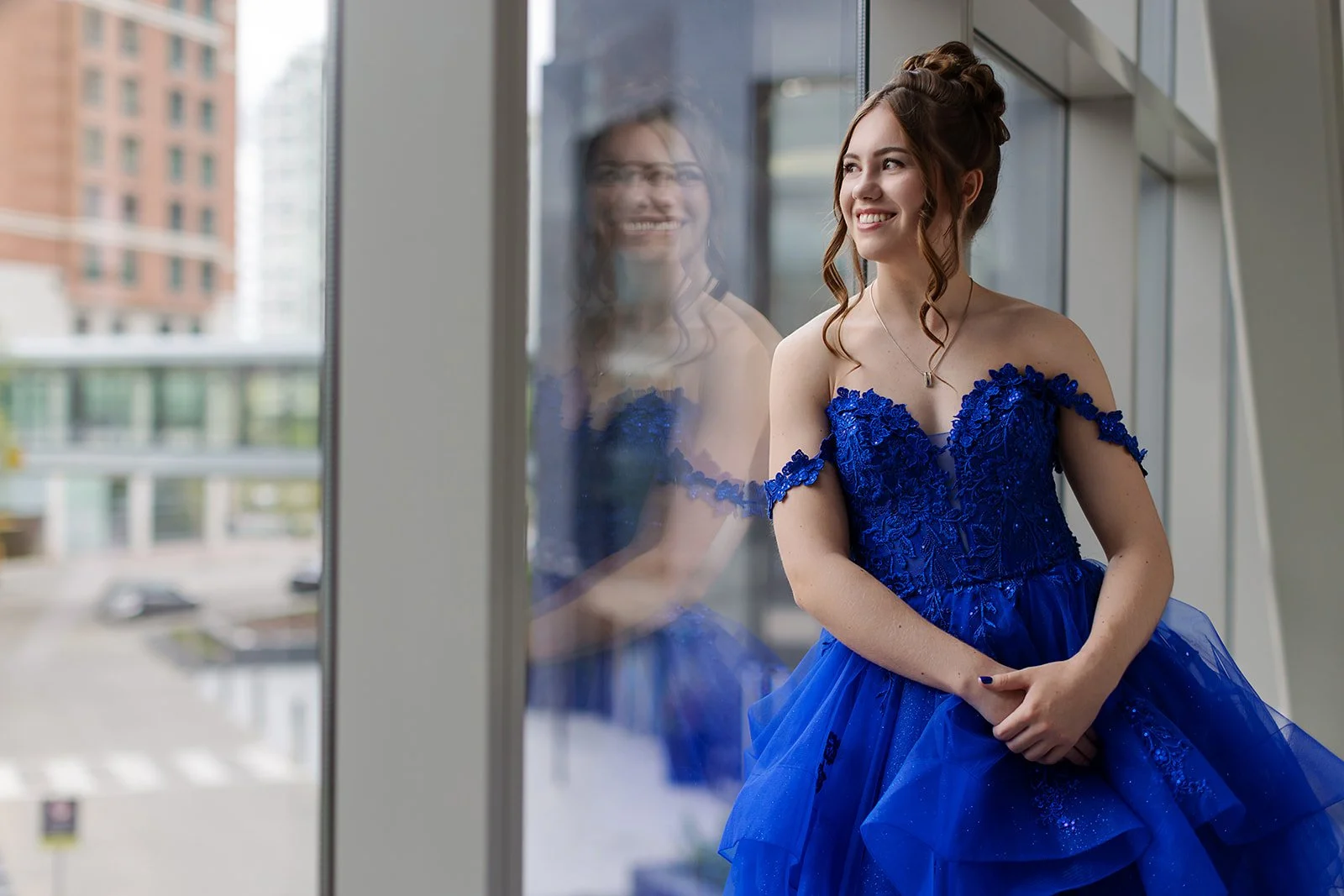 Calgary Urban Grad Session | Blue Dress, Converse &amp; Downtown Vibes