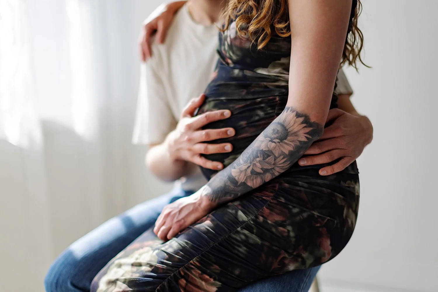 Natural Light Maternity Photography in Okotoks | Simple, Connected Studio Session