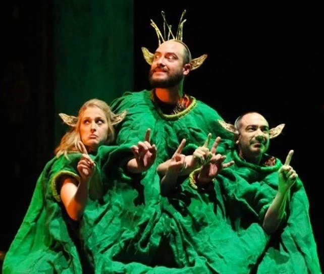 With Kate Roberts (L) and Evan Zes (R) as the three-headed Troll King