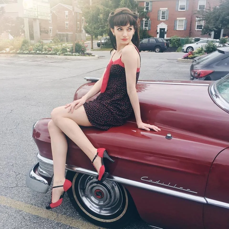 #pinupvibes with my friend Pete's Cadillac. (Pete is in the video too! He's the guy in the overalls.) 