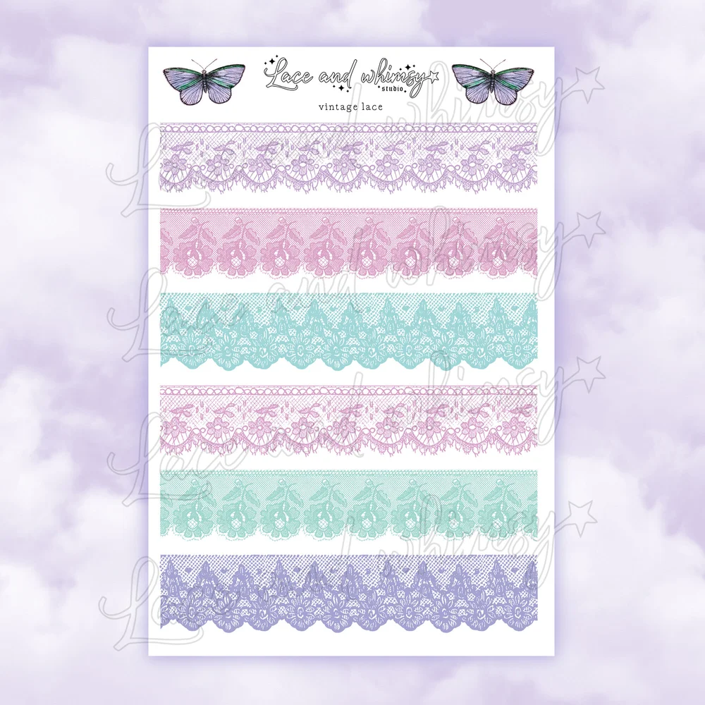 vintage lace printable sticker sheet lace whimsy
