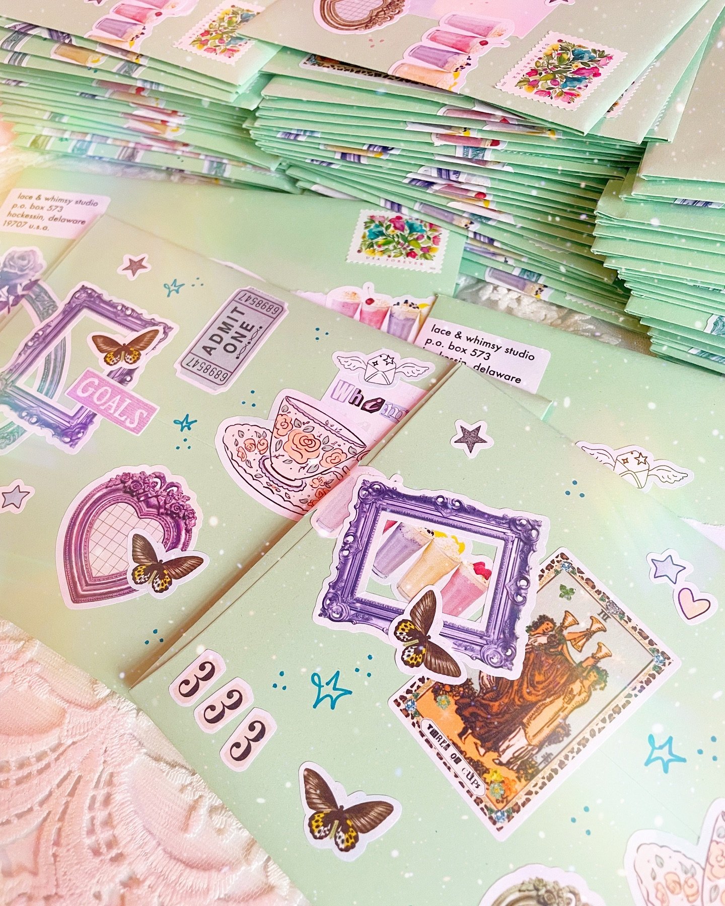 the first batch of April WhimsyMail sticker subscriptions just shipped out. if you haven&rsquo;t been charged yet for April, your WhimsyMail will ship Monday, April 29th after I&rsquo;m back from my trip. (I&rsquo;m visiting family in France, yay!) ?
