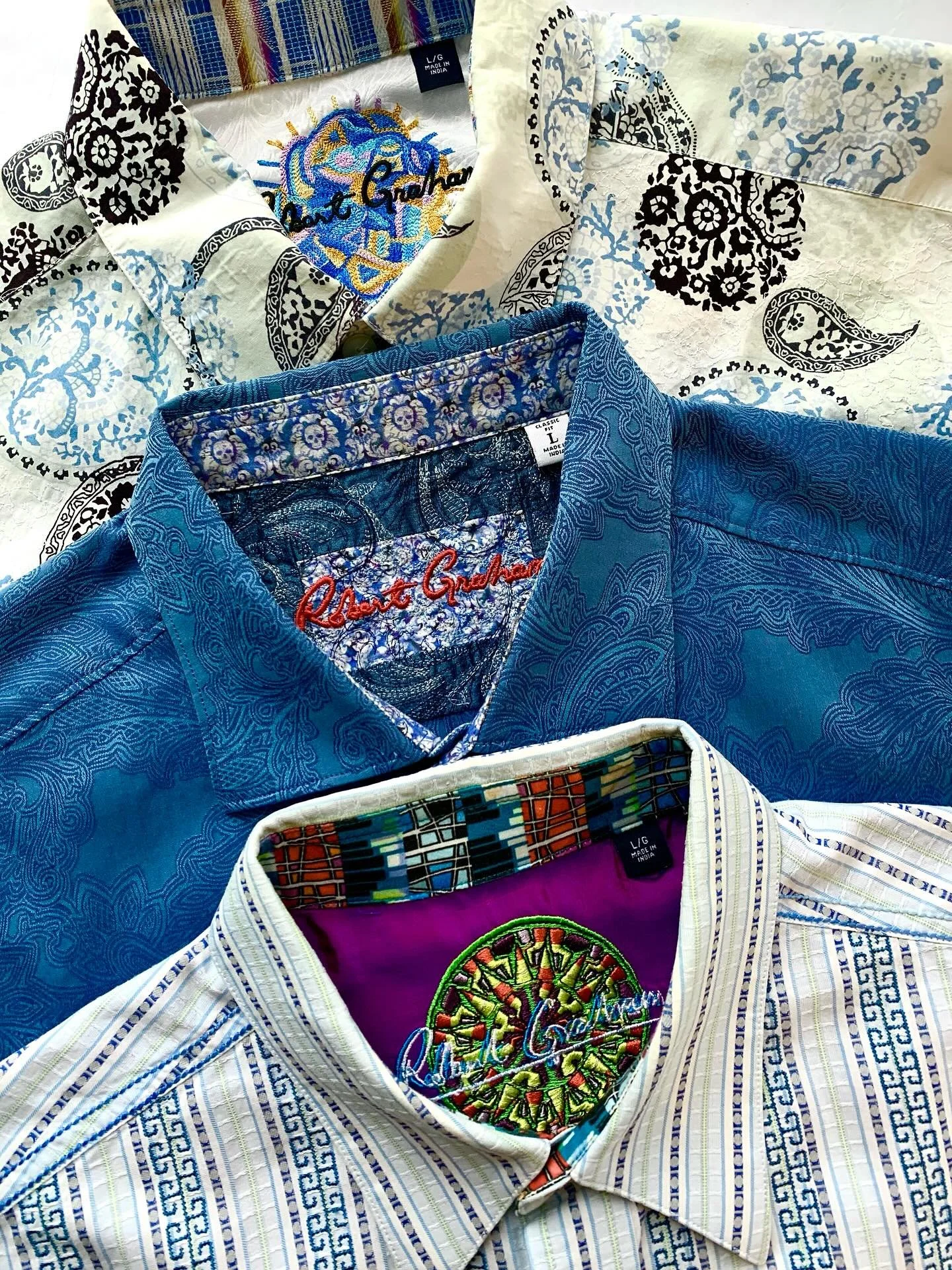 Robert Graham shirts, all shown size L.
@robertgrahamnyc