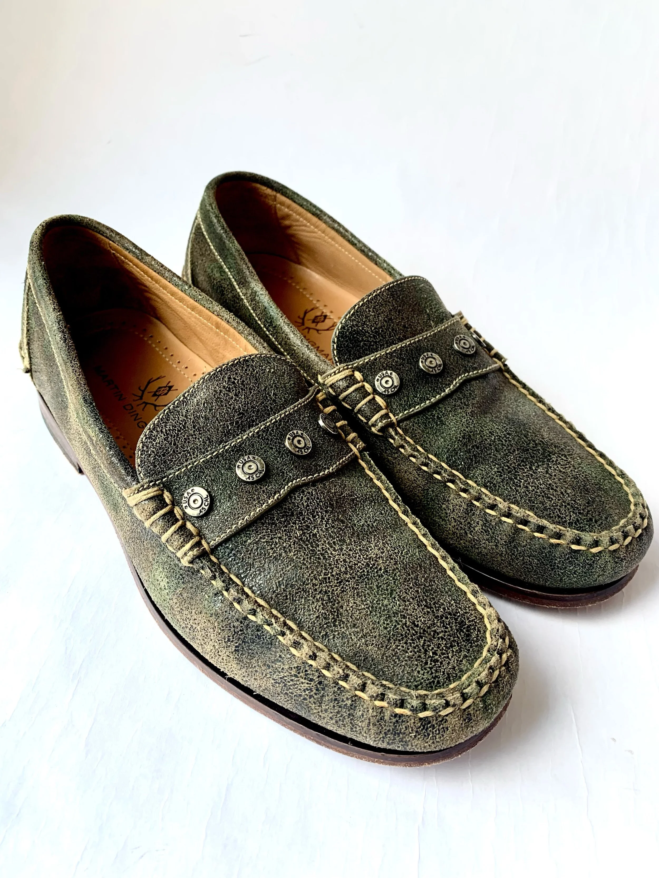 Martin Dingman distressed leather loafers, size 9.5.