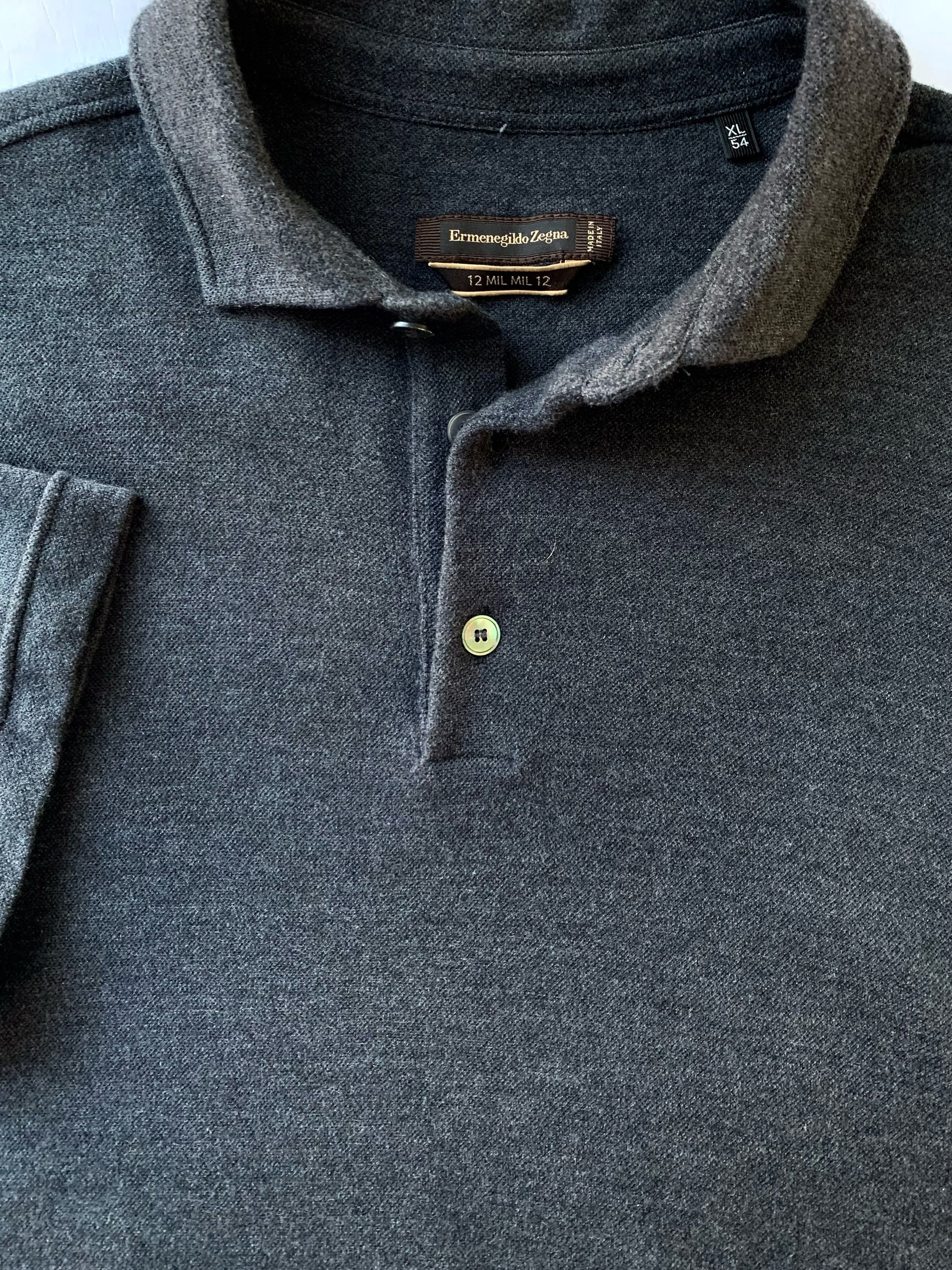 Zegna 12 mil mil 12 fluffy soft wool polo style short sleeve shirt, size XL.
@zegna