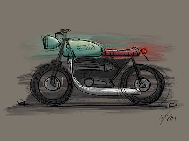 ❌ I did something on the plane 🏍 foolin around with procreate #sketch #procreate #caferacer #motorcycle #industrialdesign #digitalart