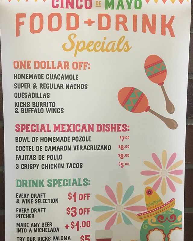 Come Shake Your Maracas With Us At Our Cinco De Mayo Fiesta!!! Enjoy our Homemade Pozole and Ceviche De Camar&oacute;n Veracruz Style.  #mexicanfood #foodie #kickssportsandgrill #sportshouse #cincodemayo